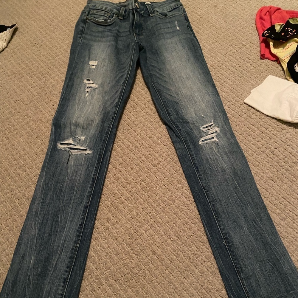 Women's Distressed Blue Jeans